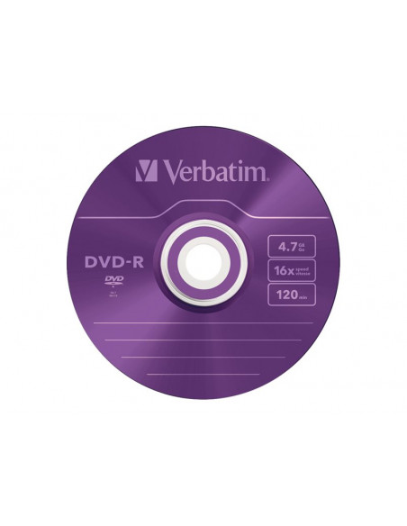 DVD-R VERBATIM 4.7GB 16X COLOUR CAJA SLIM 5U