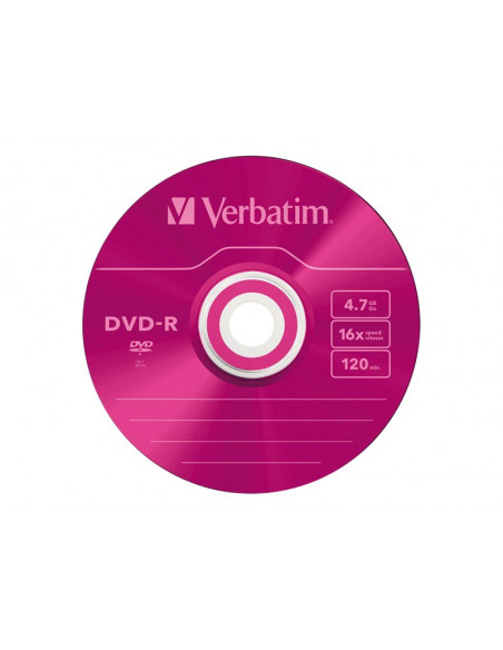 DVD-R VERBATIM 4.7GB 16X COLOUR CAJA SLIM 5U