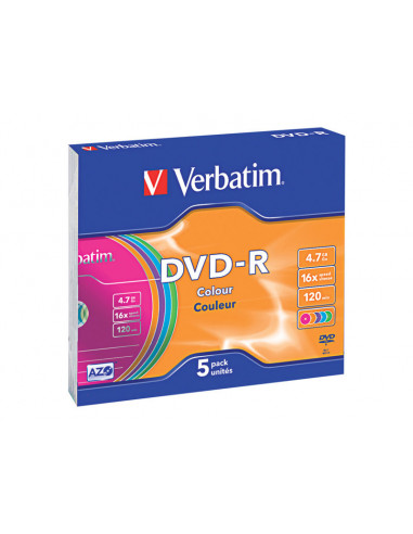 DVD-R VERBATIM 4.7GB 16X COLOUR CAJA...