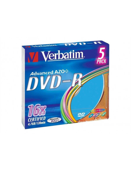 DVD-R VERBATIM 4.7GB 16X COLOUR CAJA SLIM 5U
