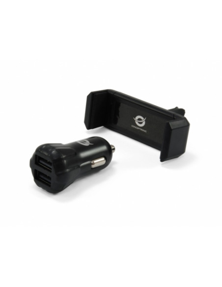 CARGADOR USB CONCEPTRONIC 5V 2XUSB PARA COCHE + SOPORTE
