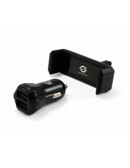 CARGADOR USB CONCEPTRONIC 5V 2XUSB PARA COCHE + SOPORTE