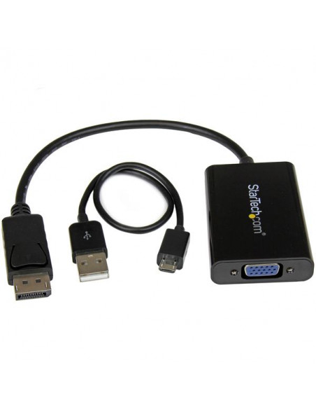 ADAPTADOR STARTECH DISPLAYPORT MACHO / VGA HEMBRA + JACK HEMBRA + MIRCRO USB HEMBRA BLACK 