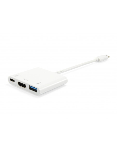 PUERTO REPLICADOR USB-C EQUIP HDMI + USB 3.0 + USB-C WHITE