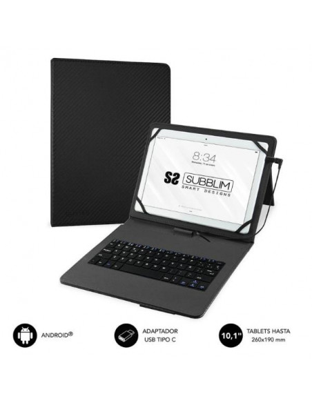 FUNDA TABLET SUBBLIM KEYTAB PRO 10.1 + TECLADO USB BLACK