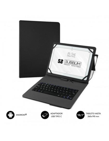 FUNDA TABLET SUBBLIM KEYTAB PRO 10.1 + TECLADO USB BLACK